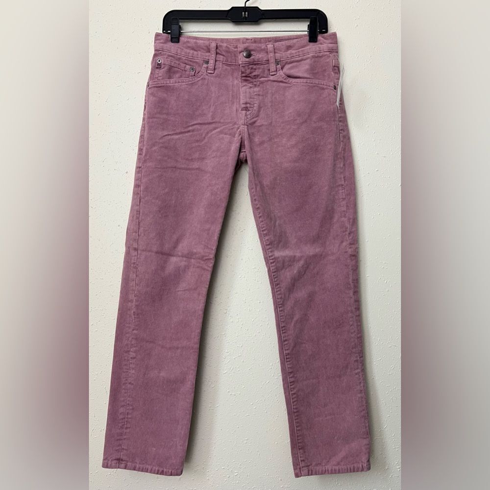 New AG Corduroy Straight Leg Jeans Mauve Size 26